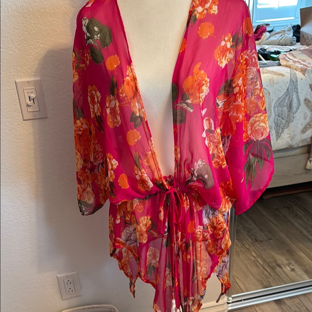Floral Sheer Kimono Cover-Up